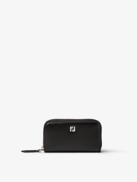 FENDI FF Squared Zipper-Around Mini Black leather wallet