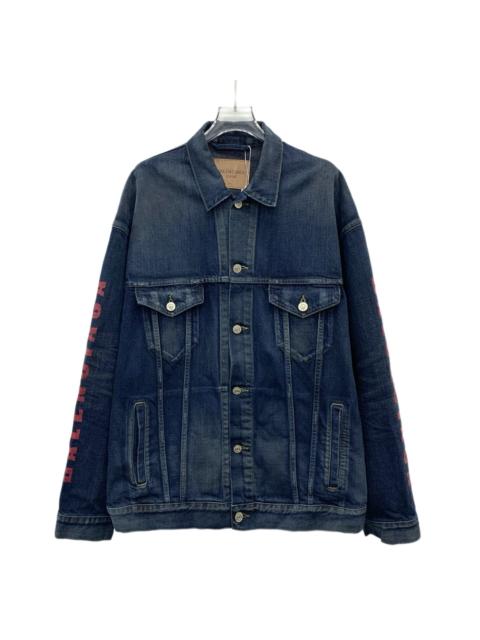 BALENCIAGA Balenciaga 25 Limited Edition Washed Distressed Cotton Logo Print Single-Breasted Long Sleeve Denim 