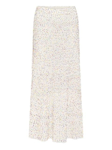 GABRIELA HEARST Sabine Knit Midi Skirt in Ivory Multi Beaded Cashmere Silk