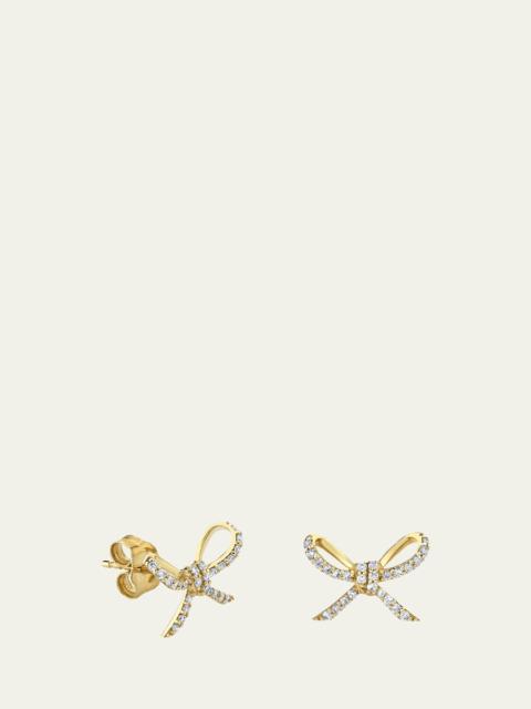 SYDNEY EVAN 14K Yellow Gold Diamond Bow Stud Earrings