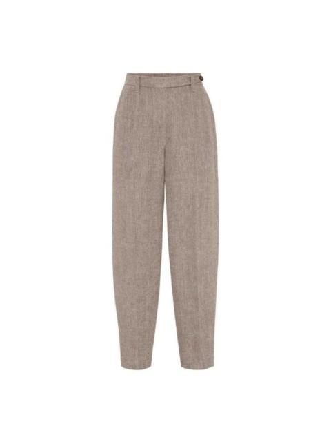 Brunello Cucinelli Brunello Cucinelli Wolight Brown Linen Tapered Trousers