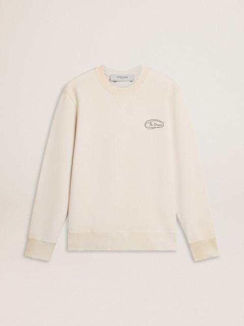 Golden Goose Men's sweatshirt in worn white with print