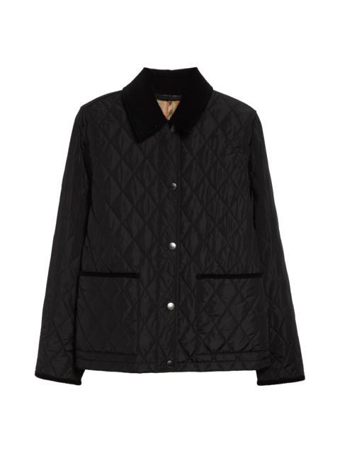 burberry Quilted Nylon Barn Jacket in Black/Sand Ip Check at Nordstrom