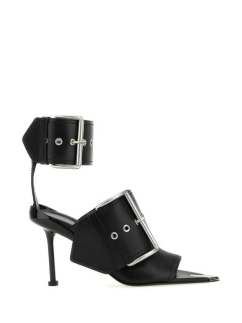 Alexander McQueen Alexander Mcqueen Woman Black Leather Slash Sandals