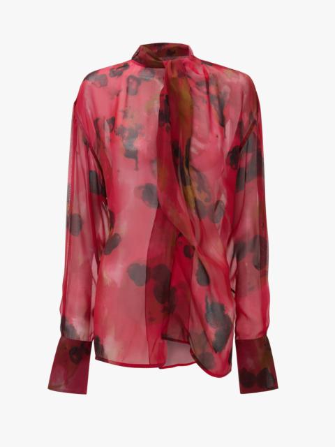 Victoria Beckham Drape Detail Blouse In Raspberry Floral Print