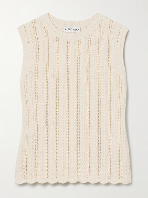 Altuzarra Zabou Ribbed Open-knit Organic Cotton Top