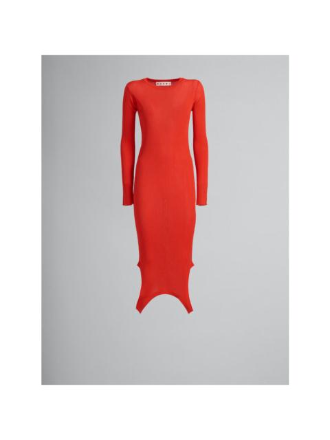 Marni Marni Women'S Red Ribbed Long Sweater Dress