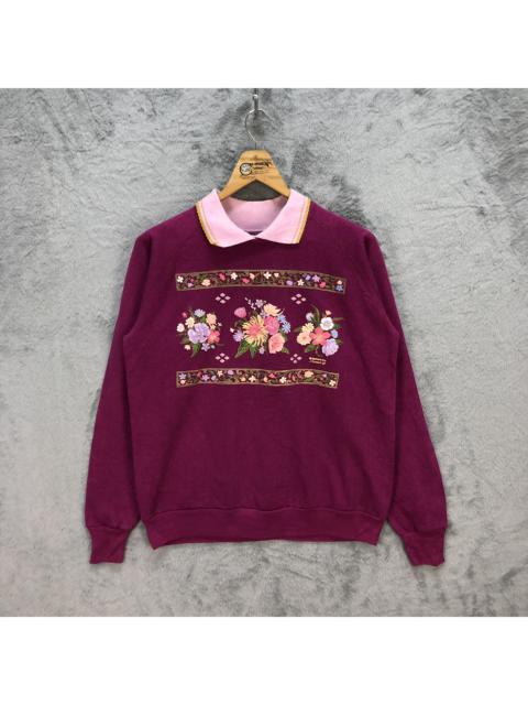 Other Designers Vintage - Vintage Morning Sun Floral Collar Pink Sweatshirts #5833-209