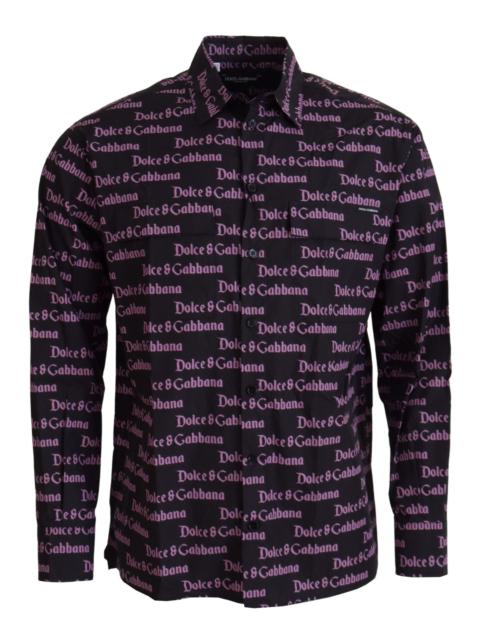Dolce & Gabbana Dark Purple Logo Slim Formal Shirt