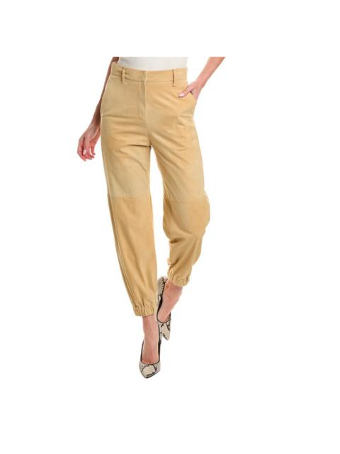Brunello Cucinelli Brunello Cucinelli Straw Leather Tapered Trousers