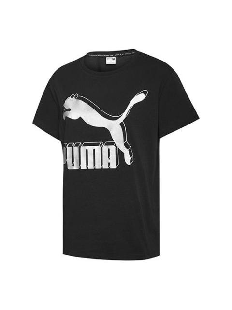 PUMA (WMNS) PUMA Classics Logo Tee Large Logo Short Sleeve Black 596512-71