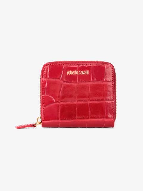 Roberto Cavalli Small Antique Rose Crocodile-Effect Wallet