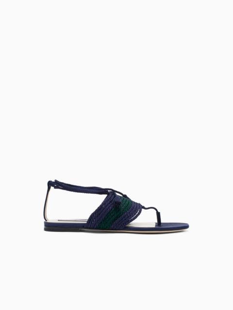 GIORGIO ARMANI FLAT THONG SANDALS IN PASSEMENTERIE