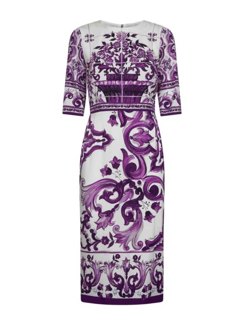 Dolce & Gabbana Dolce & Gabbana Women Maiolica Print Charmeuse Midi Dress