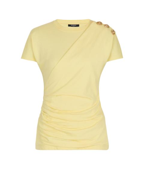 Balmain Draped T-shirt with buttons