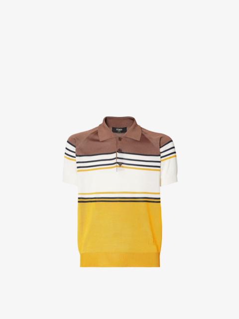 FENDI Fendi Striped Cotton Polo Shirt Brown Men