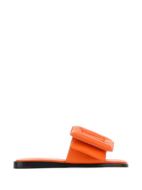 Other Designers Boyy Women Orange Leather Puffy Slippers