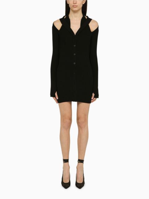 ANDREĀDAMO Black ribbed mini dress with cut out