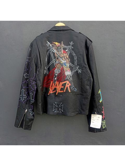 Vintage motorcycle hand painted leather jacket