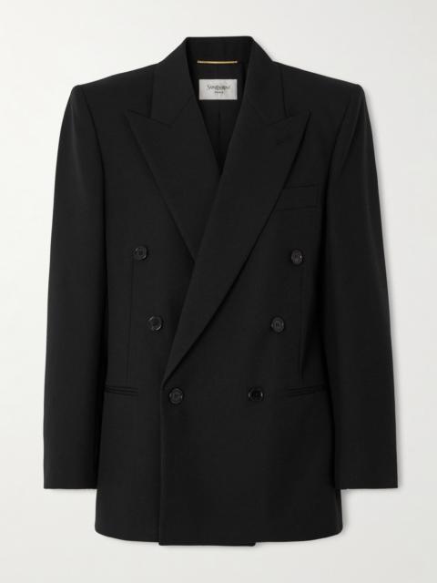 SAINT LAURENT Double-breasted Grain De Poudre Wool Blazer
