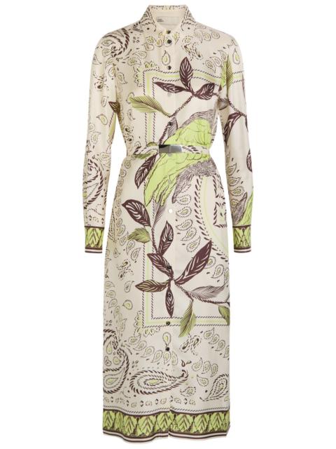 TORY BURCH Tory Burch Printed Belted Silk Midi Shirt Dress