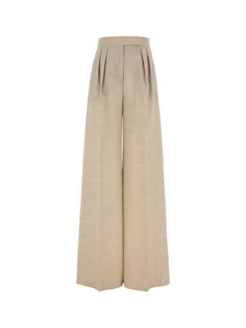 Max Mara Women Sand Wool Acinoso Wide-Leg Pant