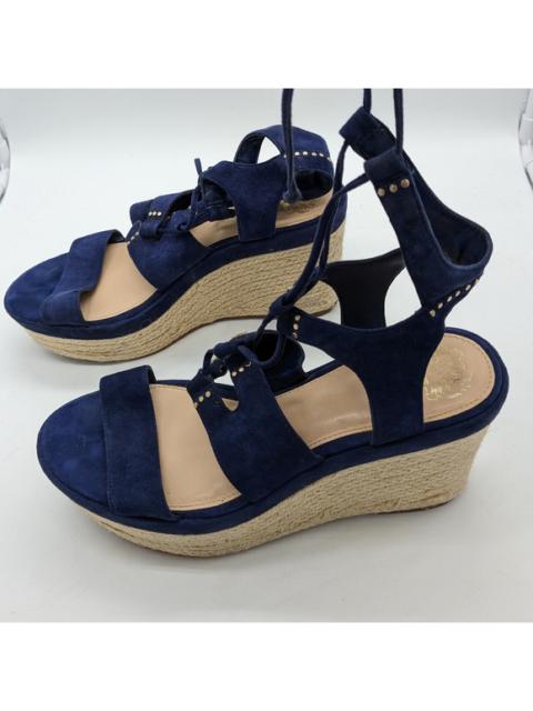 Other Designers Vince Camuto - VINCE Blue Suede Espadrille Strappy Lace-up Wedge Sandals Women's 7.5 VGUC