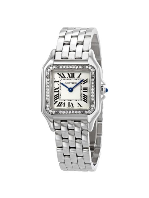 Pre-owned Cartier Panthere Diamond Silver Dial Ladies Watch W4PN0008