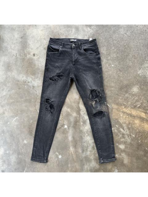 Other Designers Vintage Zara Black Distressed Slim Fit Denim Jean Pant W31