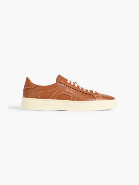 Santoni Double Buckle leather sneakers