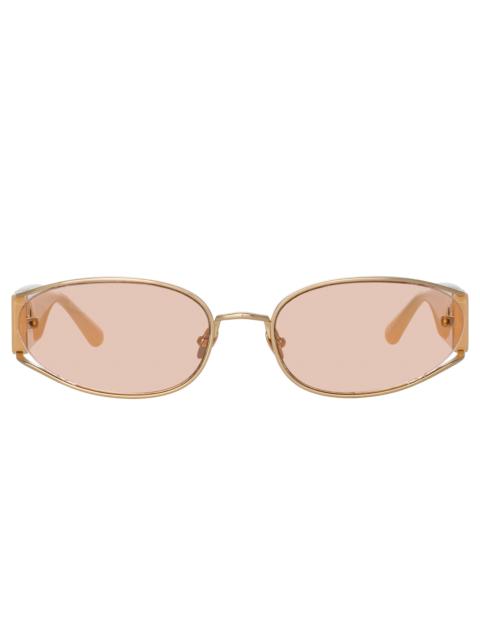 LINDA FARROW SHELBY CAT EYE SUNGLASSES IN PEACH