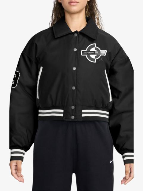 Jordan Jordan Brooklyn Varsity Coach's Jacket in Black/Black/Iron Grey at Nordstrom