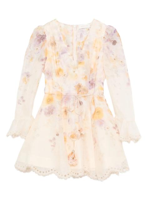 Zimmermann embroidered lace-trimmed mini dress