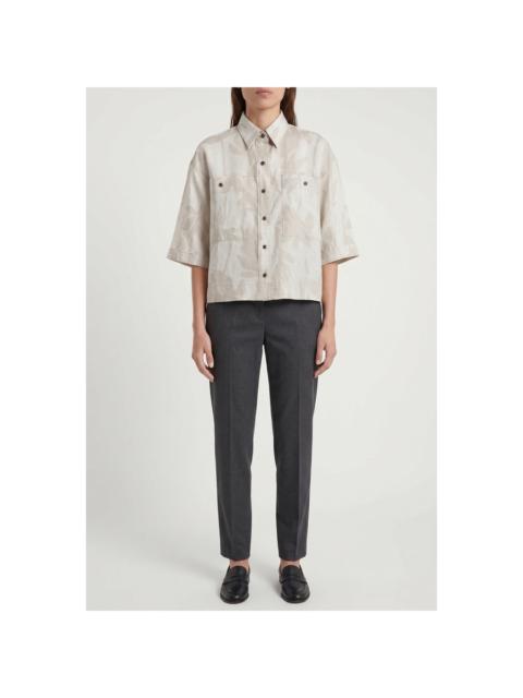 Brunello Cucinelli Brunello Cucinelli Wolight Beige Linen Boxy Shirt