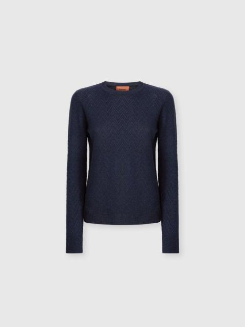 Missoni Crew neck sweater with chevron pattern and lamé filaments