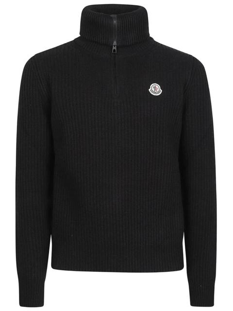 Moncler Moncler Men Dolcevita In Lana A Coste Con Logo