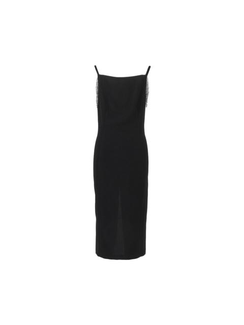 PINKO MIDI DRESS WITH JEWELLED SHOULDERS