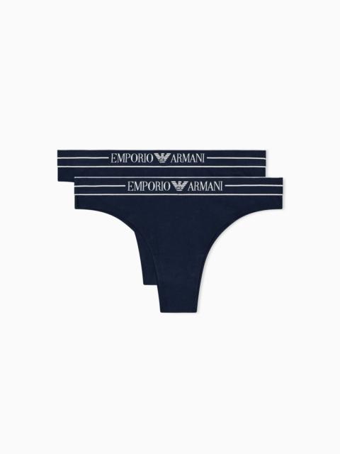 EMPORIO ARMANI TWO-PACK OF ASV ORGANIC-COTTON BRAZILIAN BRIEFS WITH LOGO WAISTBAND