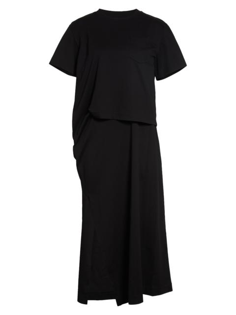 sacai Sacai Cotton Jersey Dress in Black at Nordstrom
