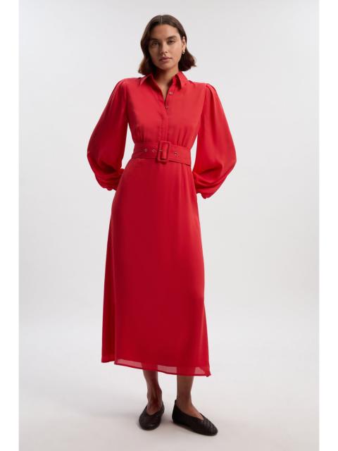 KAREN MILLEN Georgette Belted Blur Print Woven Shirt Dress