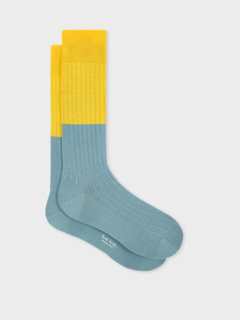 Paul Smith Yellow Ribbed Colour Block Socks