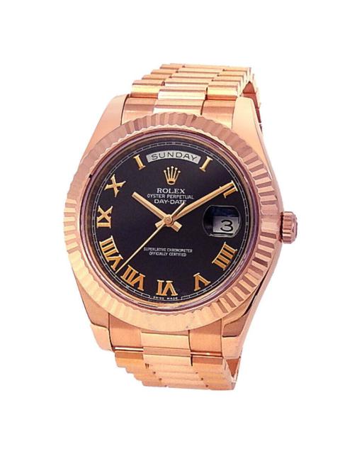 Pre-owned Rolex Day Date Automatic Chronometer Black Dial Men's Watch 218235 BKRP