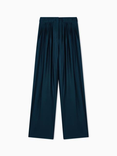 GIORGIO ARMANI TROUSERS WITH PLEATS IN VISCOSE AND SILK ORGANZA