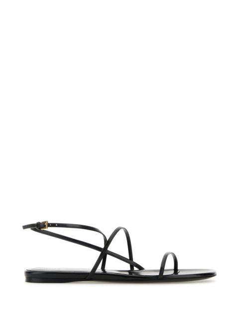 KHAITE Black leather Loop sandals