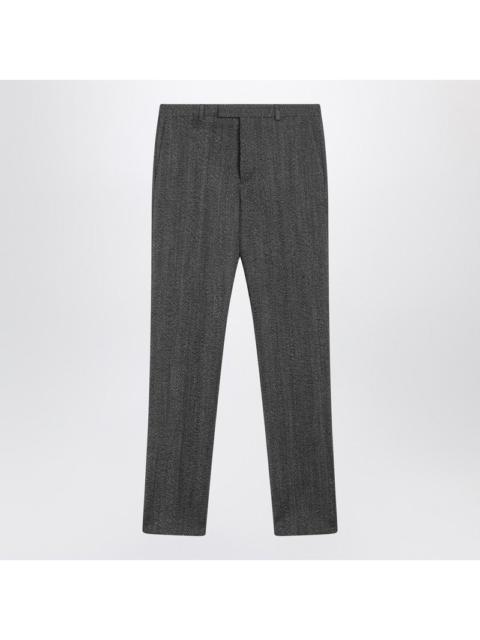 GUCCI Gucci White/Black Mouliné Fabric Trousers Men