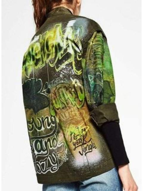 Other Designers Vintage Zara Woman Graffiti Light Zipper/Button Jacket