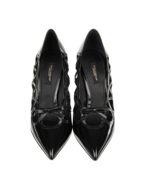 Dolce & Gabbana Decolete Bow Leather Pumps Heels LORI Black 09363