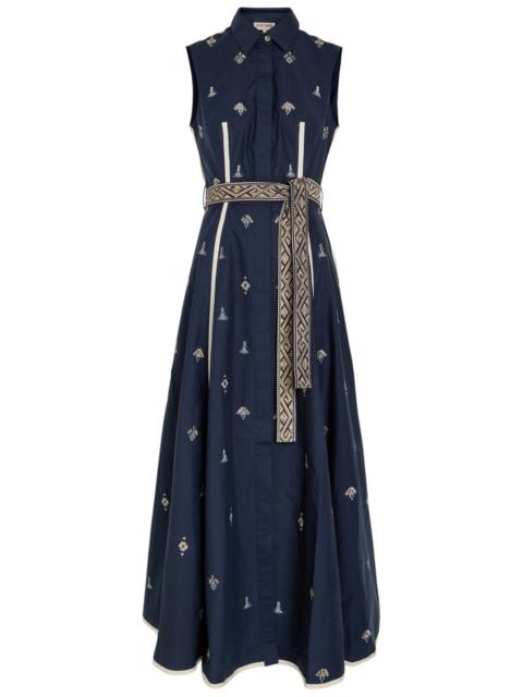 EMPORIO SIRENUSE Emporio Sirenuse Miralda Embroidered Cotton-poplin Midi Dress
