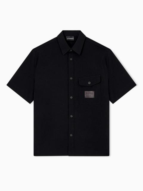 EMPORIO ARMANI SHORT-SLEEVED OVERSIZED SHIRT IN NYLON SEERSUCKER