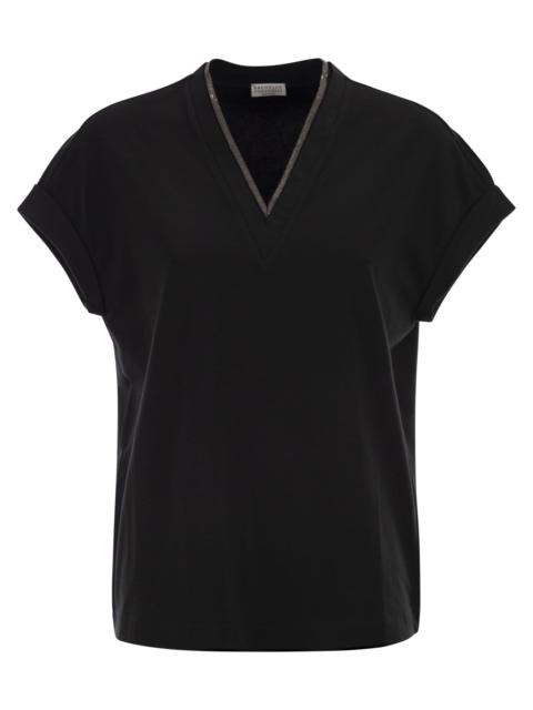 Brunello Cucinelli Brunello Cucinelli Women Stretch Cotton Jersey T-Shirt With Precious Neckline